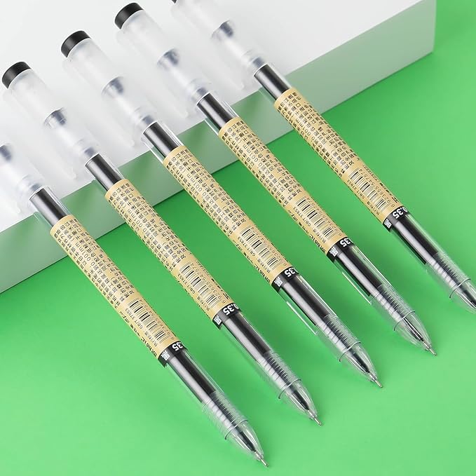 RIANCY Black Gel Ink Pens, 0.35mm Extra Fine Point Tip Smooth Writing Pens Ballpoint, Japanese Style Stationery No Smudge Rollerball Pens, Quick Drying for Journaling Office School Supplies 12pcs