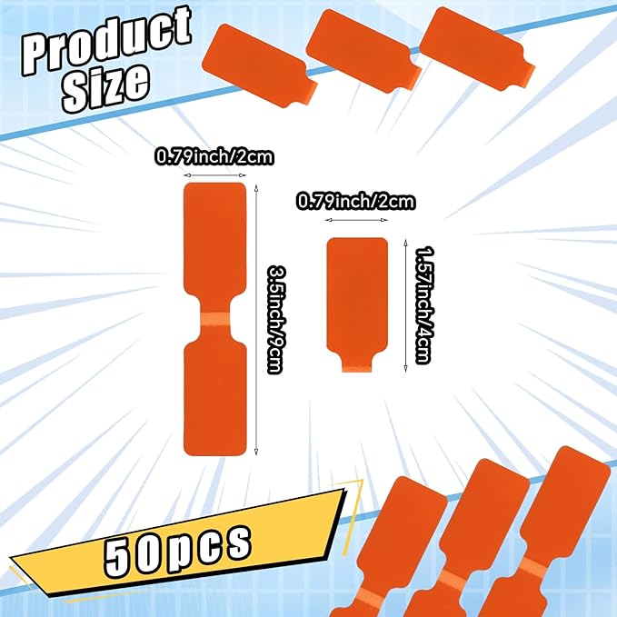 50 Pieces Cord Labels Self-Adhesive Nylon Cable Labels Tags Waterproof Wire Cable Tags or Electronics Office Computers Management and Identification (Orange)