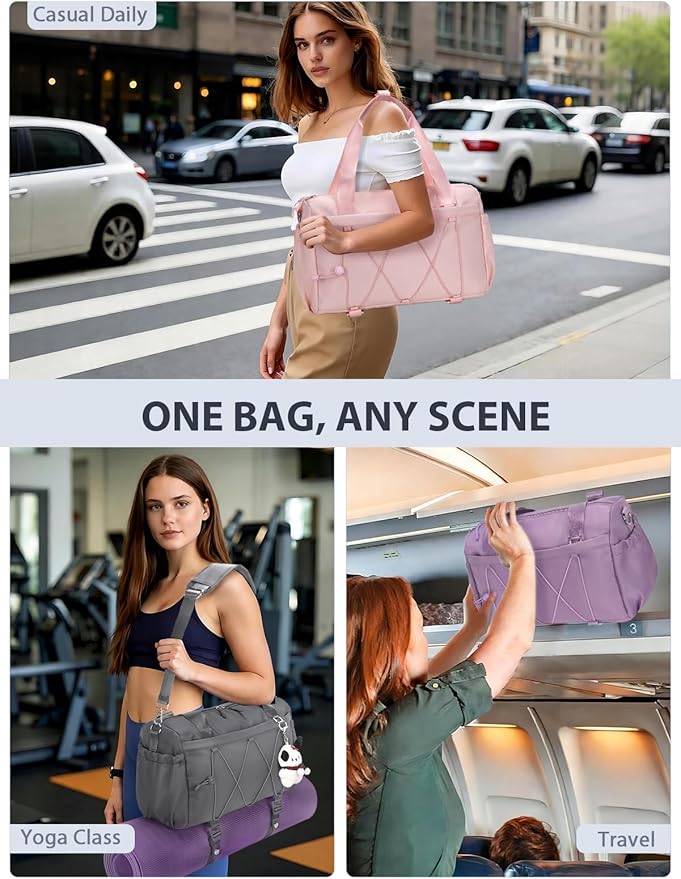 Small Gym Bag for Women with Yoga Mat Holder and Wet Compartment, Mini Gym Duffle Bag Yoga Bag with Water Bottle Pocket for Workout Travel, Green