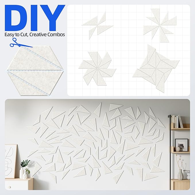 20 Pack Acoustic Panels with Self-Adhesive 12"X10"X0.4" Sound Proof Foam Panels for Walls, High Density Soundproof Wall Panels, Z-Line Hexagon Sound Dampening Panels for Home Studio Decor Office-Ivory
