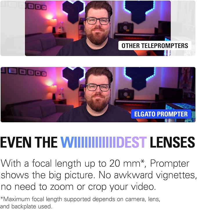 Elgato Prompter – Teleprompter with Built-in Screen for YouTube, Twitch, Zoom and More, 1080 pixels, Supports DSLR/Webcam/Smartphone, Drag & Drop Monitor Display, Works with Mac/PC & Stream Deck