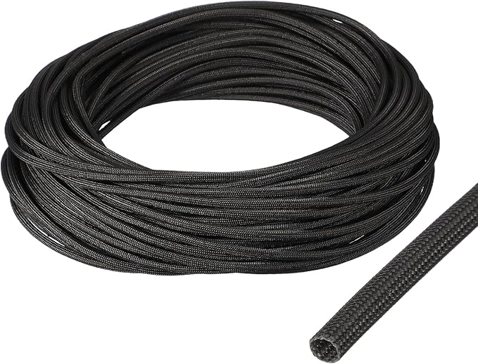 uxcell Insulation Cable Protector,3mm/0.12 Inch-30m/98 Feet High Temp Fiberglass Sleeve Black