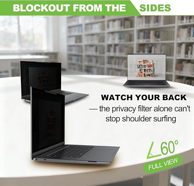 Magnetic Laptop Privacy Screen 14 inch for 16:10 Computer Monitor, Removable Anti-Glare Screen Privacy Shield, Screen Filter and Protector for Laptop (11 7/8" × 7 7/16"), Fits (WUXGA 1920 × 1200)