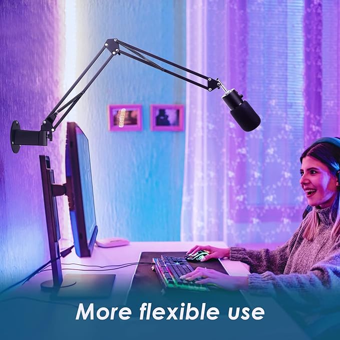 YOUSHARES Razer Seiren X Wall Mount Boom Arm - Wall Mount Microphone Holder for Razer Seiren X Mic, Vertical Surface Mount and Freely Swiveling Metal Wall Mount Clip Suitable for Saves the Desk Space