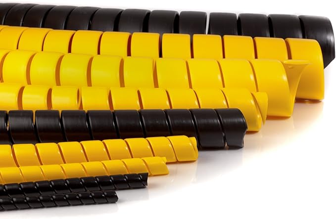 Caplugs SPSS Series – Plastic Safeplast Safe-Spirals, Spiral Wrap Hose & Cable Protector, Black HD-PE, 1.25" OD x 100' L Hydraulic & Pneumatic Hoses, Construction, Manufacturing, Auto (032C100Bk)