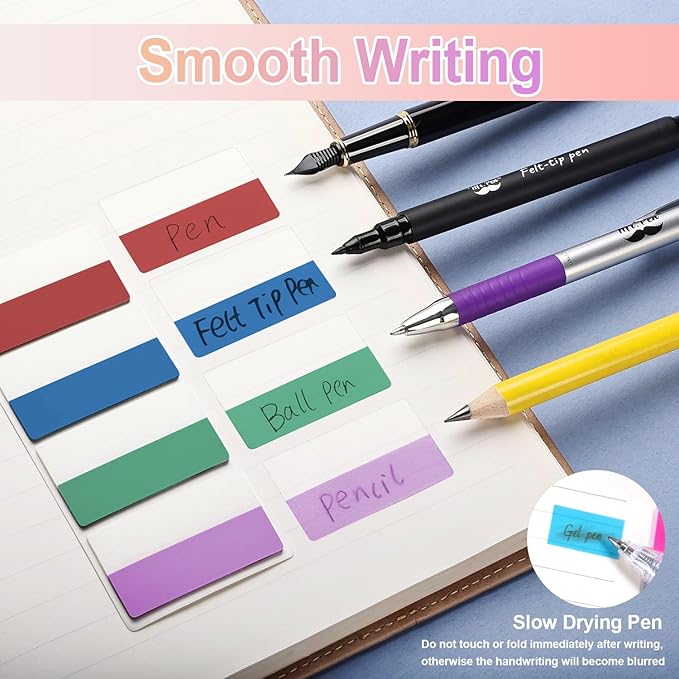 MEMX Sticky Index Tabs, 500 Pcs Tabs 2 Inch, Writable and Repositionable File Tabs Flags Colored Page Markers Labels for Reading Notes, Books and Classify Files, 21 Sets 10 Colors