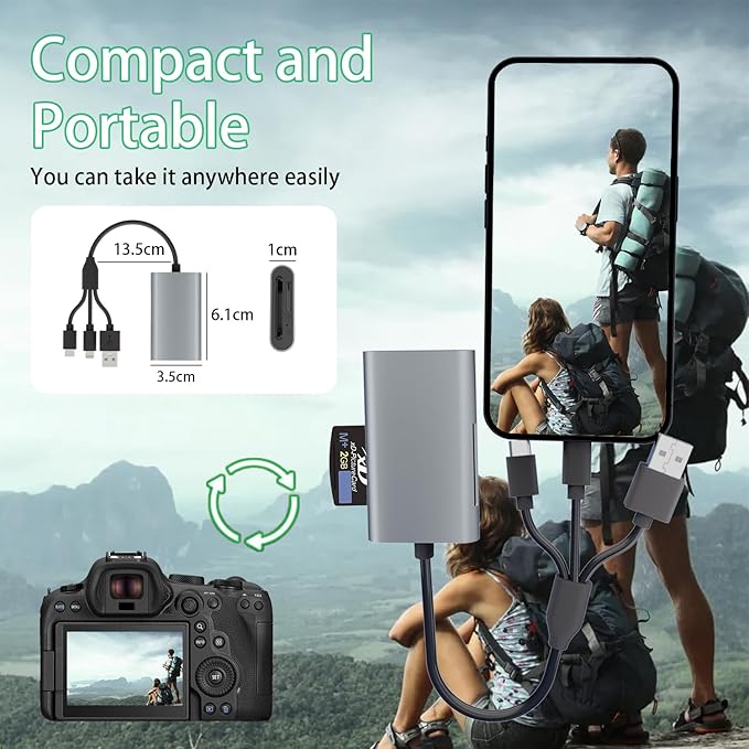 Memory Stick Pro Duo Adapter - 4 in 1 SD/TF/MS/XD Card Reader for iPhone 16/15/14/iPad/PC/Android/MAC, Lightning/USB-C/USB-A Multi Memory Card Reader Digital Camera Adapter for Sony Cybershot SD Card