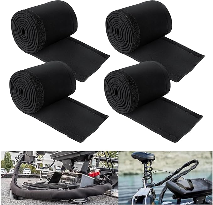 4 PCS Trolling Motor Cable Organizer Sleeve, 60" L Neoprene Troll Sleeve Trolling Motor Wire Cover, Cable Management Sleeve Wrap for Cover Wire and Extension Cords