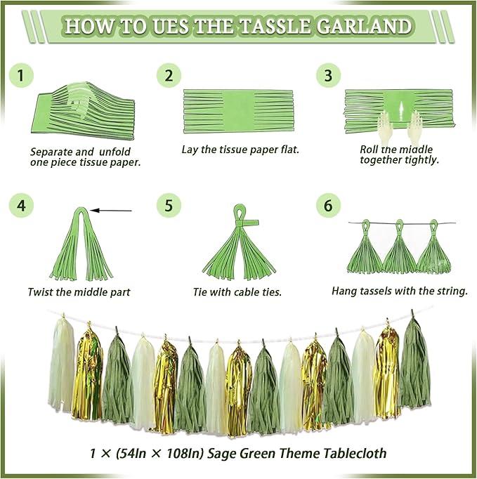 310 Pcs Sage Green Bridal Shower Decorations, Bachelorette Party Decorations Favors - "BRIDE TO BE" Banner, Veil, Balloon, Photo Props, Tableware with Eucalyptus Leaf for 25 Guests