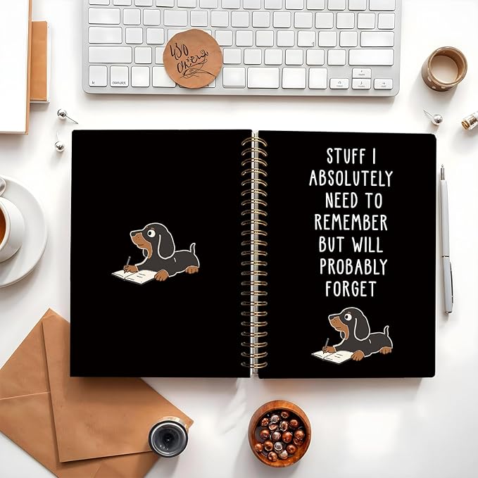 LIANGW Funny Dachshund Gifts for Women & Men, Dachshund Spiral Notebook Journal, Funny Weiner Dog Gifts, Sausage Doxie Dog Gift, 5.5x8.3 Inch