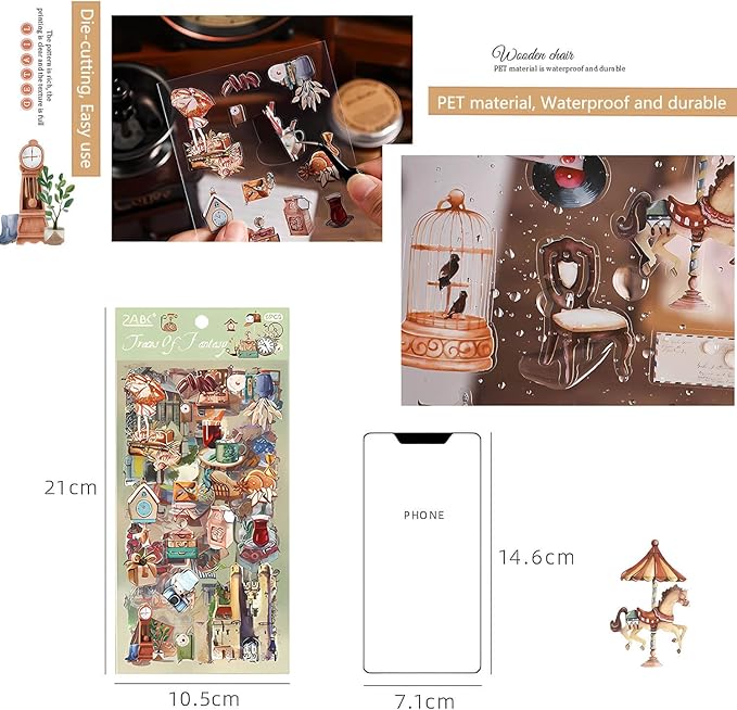 Ptyism 563 Pcs/36 Sheets Stickers for Scrapbooking,Sticker for Journaling Scrapbooking Stickers for Scrapbooking Art Journal Bullet Journal Accessories