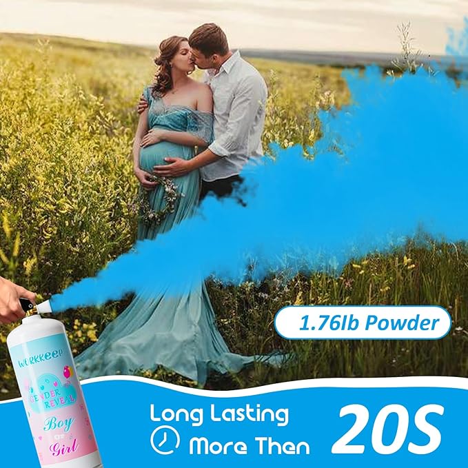 Giant Gender Reveal Fire Extinguisher Color Blasters: 2 Pcs Blue Blaster Only for Baby Boy with Blue Smoke suitable Gender Reveal Party Decorations - Blasts 20+ Feet (Blue)