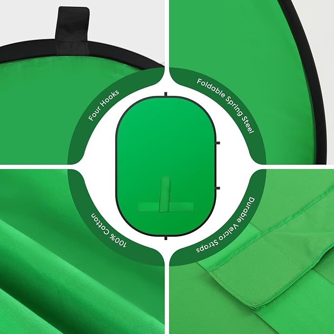 Green Screen Portable,Heorryn 3x5ft Green Blue Screen Chair Backdrop Kit Background Double Sided Pop Up Chroma Key for Photography,Live Streaming Gaming Zoom Video Chats Parties and Meeting