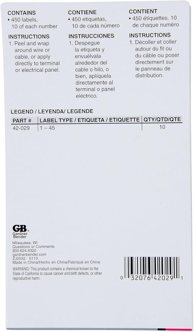 Gardner Bender 42-029 Pocket Wire Marker Booklet, White
