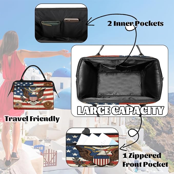 Travel Gym Carrying Bag - Great Seal Usa Flag Overnight Weekender Bag for Women Men Girls - Shoulder Large Capacity Tote Bag for Travel, Yoga, School,Mommy Hospital Bag for Labor and Delivery