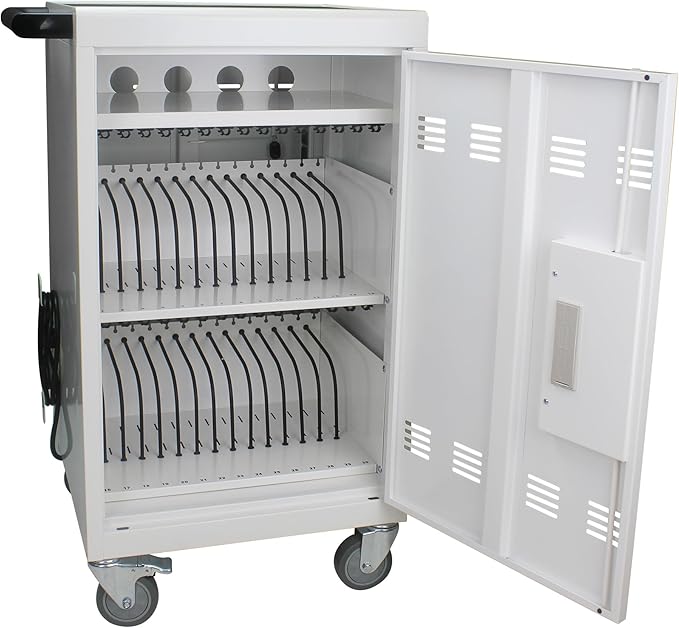 Laptop and Tablet Storage Cart,with Combination Lock Mobile Charging Cabinet for Up to 30 Unit,with Charging Port Screen Size Up to 16.3",Charging Cart for Tablets,Laptops,Suitable for School,Business