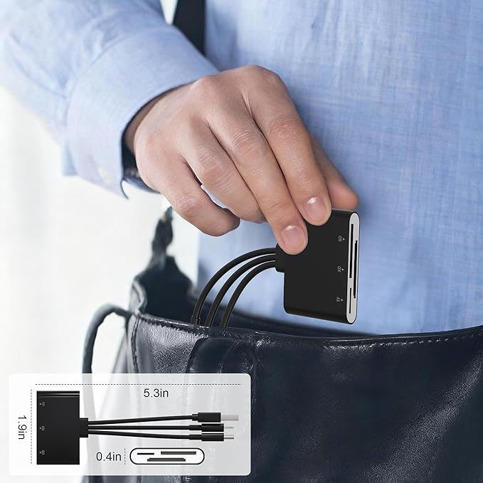 XD Card Reader, SD Card Reader for iPhone, 3 in 1 SD/TF/XD Memory Card Reader Adapter for Lightning/USB C/USB A Device, XD Picture Card Adapter iPhone 17/16/15/14, iPad, MacBook, Android, Camera & PC