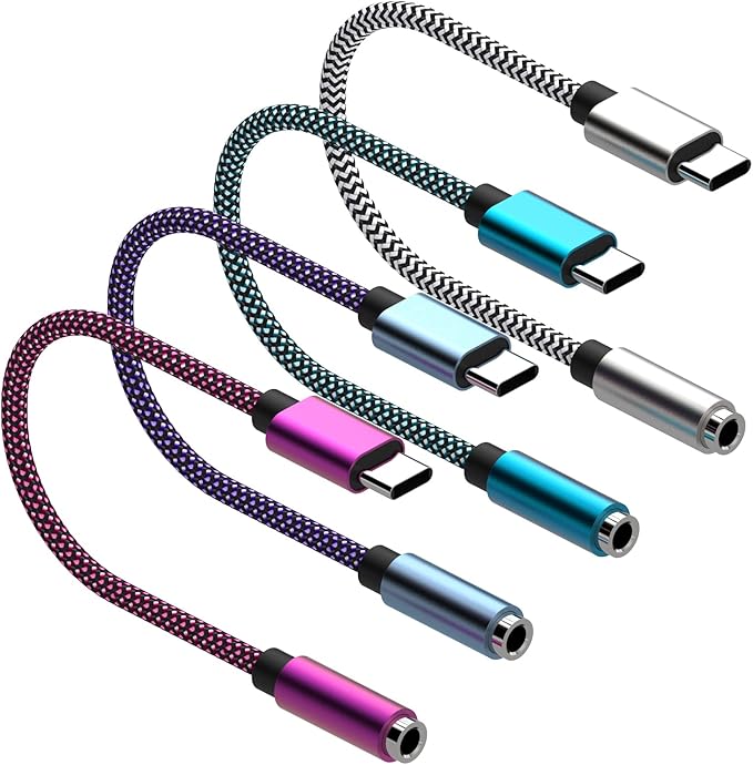 USB Type C to 3.5mm 4pack Female Headphone Jack Adapter: Type C to Aux Audio Cable Cord Compatible with Samsung Galaxy S22+ S21 Ultra S20 S10 S9 Note 20 10, Google Pixel 6 Pro/5/4/3/2