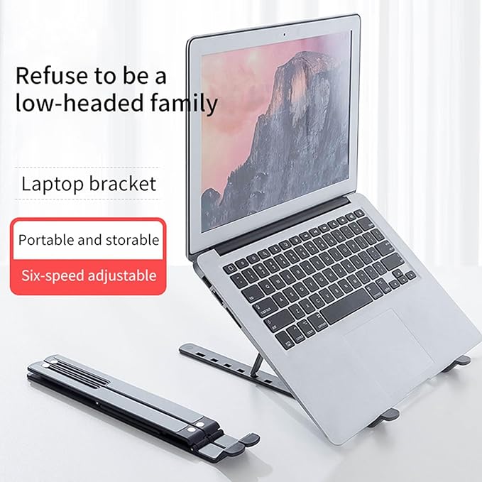 Vryxq Ergonomic Foldable Laptop Stand Portable Desktop Stand Adjustable 6 Gear Vertical Saving Dock for Tablet Foldable Holder