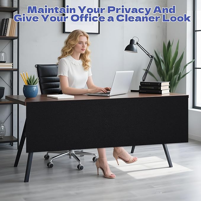 Under Desk Privacy Panel 47"x15.7" Self-Adhesive Privacy Panel Office Desk Modesty Screen for Home Office and Standing Workstations, Black(1-Pack)