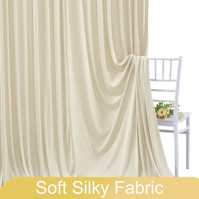 4 Panels Beige Backdrop Curtain for Wedding Parties Wrinkle Free Beige Photo Curtains Backdrop Drapes Fabric Decoration for Baby Shower Photoshoot 20ft(W) x 10ft(H)