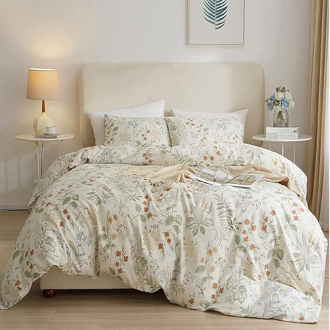 HighBuy King Comforter Set Vintage Floral Comforter Sets for Bed Set Aesthetic Green Flower Bedding Comforter Set Women Girl Bedding Sets Boho Comforter,1 King Comforter Soft 2 Pillowcases