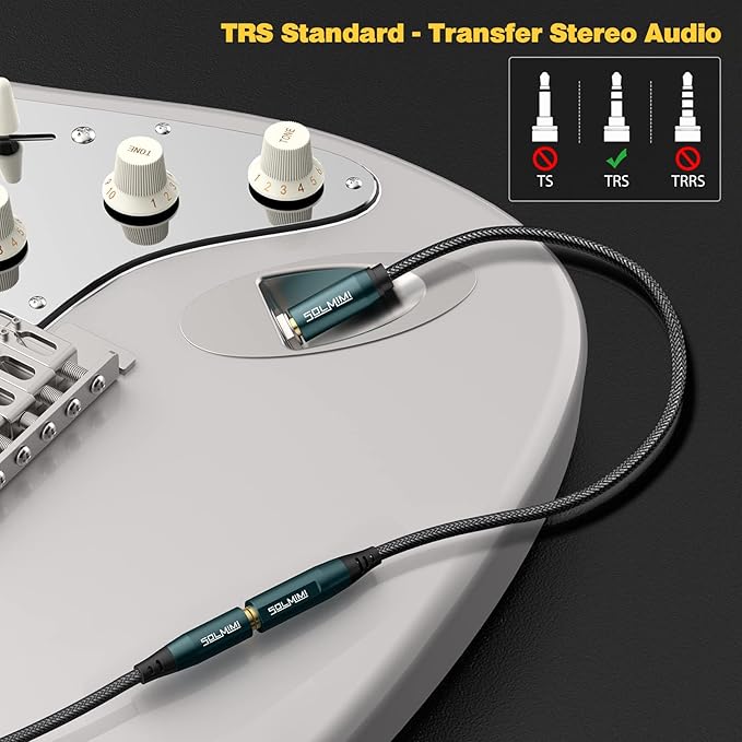 SOLMIMI 1/4 to 1/8 Headphone Adapter (10 Feet), 6.35mm Male to 3.5mm Female TRS Stereo Audio Jack Adapter Cable for Mixer Guitar Amp Piano Keyboard Amplifier Headphone Speaker (10 FT/3 Meter)