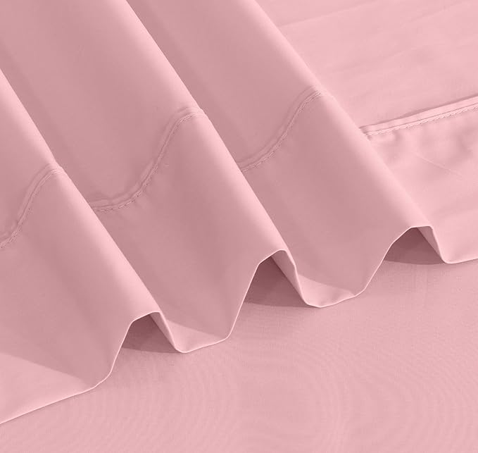 RUVANTI 100% Cotton Split King Sheets Sets for Adjustable Bed, 5 PCs, Soft & Breathable Percale Weave Bedding, Deep Pocket 16", Hotel Standard, Crisp Cool Feel & Durable, Dyed Sheet, Bridal Rose