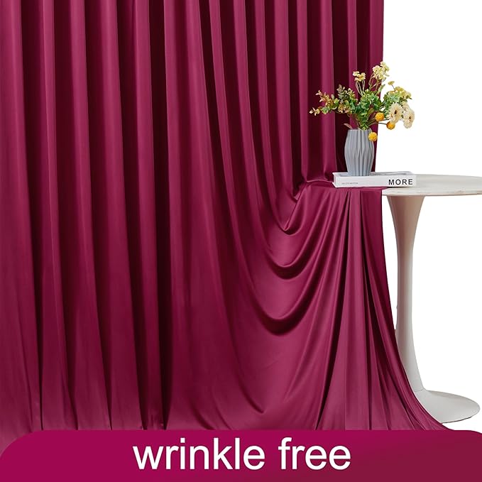 8 Panels Burgundy Backdrop Curtain for Wedding Parties Wrinkle Free Maroon Photo Curtains Backdrop Drapes Fabric Decoration for Birthday Bridal Shower Ceremony 40ft(W) x 10ft(H)