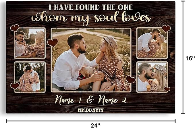 Dem Canvas Personalized Canvas Prints, I Have Found The One, Couple Romance Gifts, Wedding Gifts For Couple Custom Canvas Anniversary Valentine Gift For Wedding Canvas Engagement Gift (24x16)