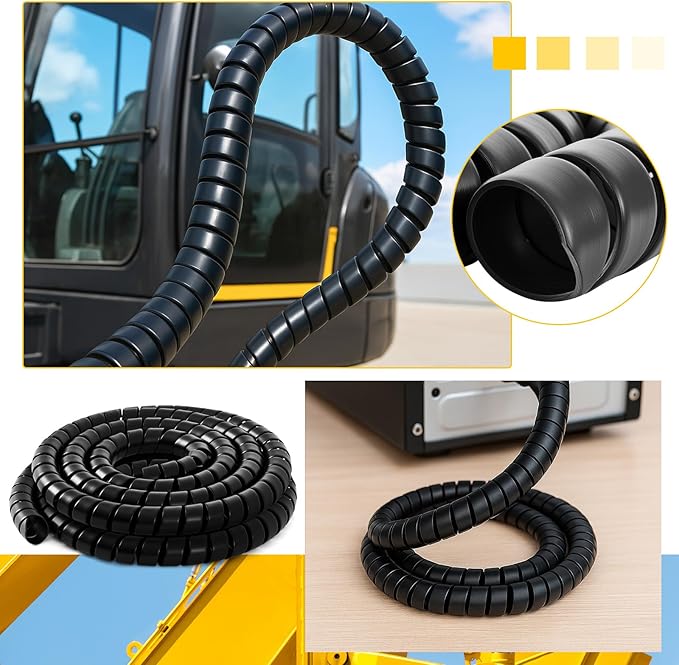 Innconee 1 Pcs Spiral Wrap Cable Protector, Safe 2.0" Od x 20' Pre Cut Lengths Hydraulic Hose Protector Wrap to Avoid Wear and Extend Life for Hydraulic Pneumatic Hoses