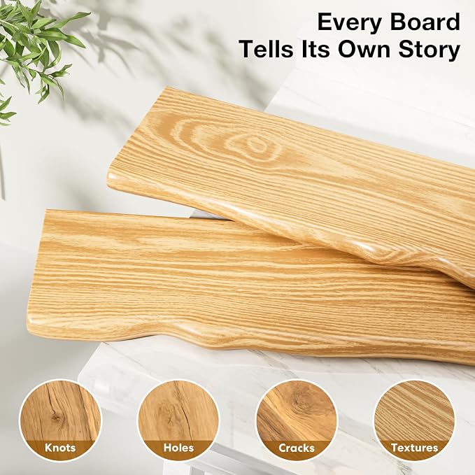 Floating Shelves for Wall 24 Inch Wooden Floating Shelves Live Edge Shelf with Unique Natural Grain Wall Mounted Rustic Pine Wood Shelf for Living Room Bedroom Kitchen Bathroom (Natural)