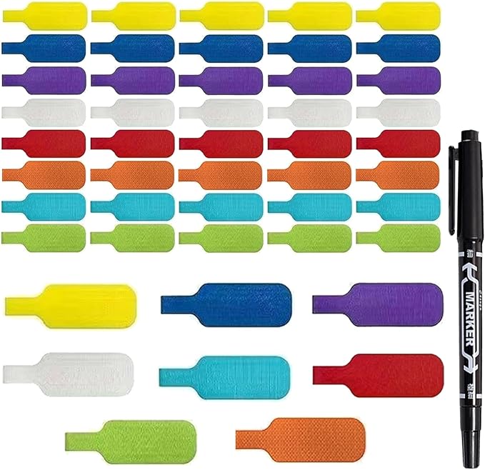 40PCS Cable Labels, Electrical Cable Marking Stickers, Multi-Color Handwritten Cable Labels, Suitable for Cable Management and Identification