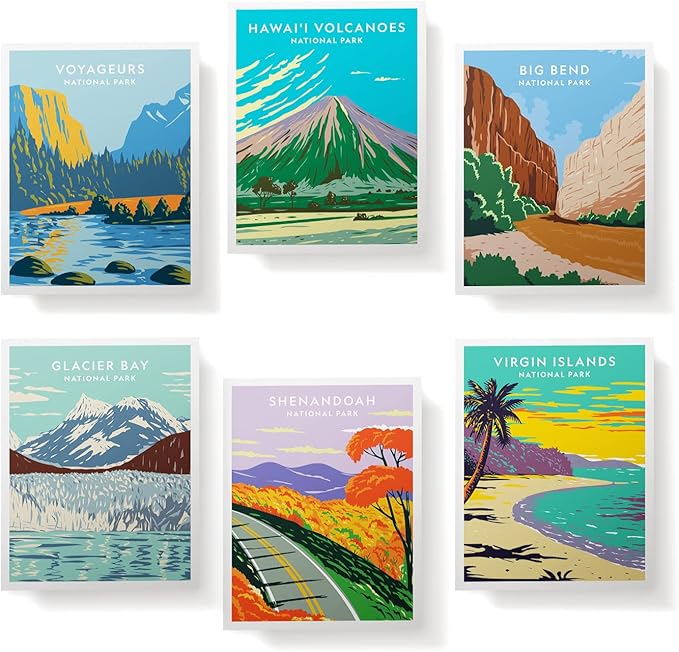 Twigs Paper - Assorted Nature National Parks Greeting Cards - Stationery Cards with Envelopes - Thank You and Blank Note Cards - Greeting Cards for All Occasions - Made in USA (5.5 x 4.25, Set of 12)