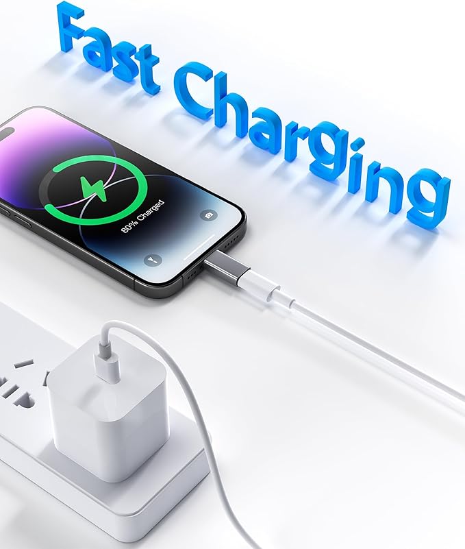 MFi Certified USB C to Lightning Adapter 4-Pack, 27W Fast Charging & Data Sync, Lightning to USB Type C Cable Adapter Compatible with iPhone 14/13/12/Pro/Max, iPad, AirPods, with Anti-Loss Lanyard