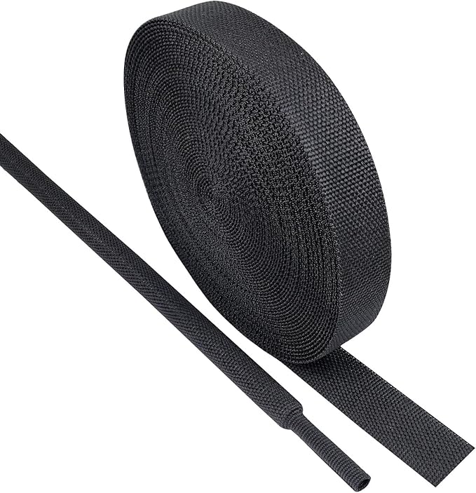 SUNNAREPOON Braided Heat Shrink Tubing Black 2 in 1 Automotive Shrinkable Cloth Wire Loom Hose Cover Management Protector (1/2"-15ft)