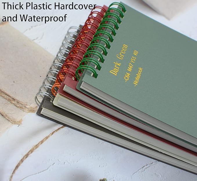 Yansanido Top Bound Spiral Notebook, 8 Pcs 4 Color A6 Size Thick Plastic Hardcover 7mm College Ruled Paper 80 Sheets (160 Pages) Journal for School and Office Supplies (8 Pcs A6)