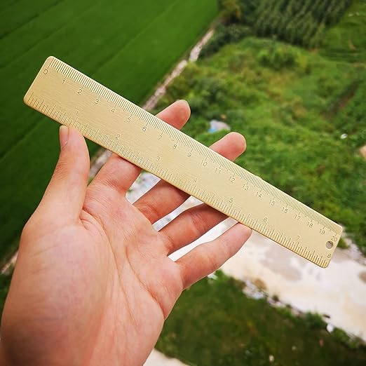 Brass Ruler Straight Ruler Measuring Tool for Student School Office(20cm 7.9inch) Students Stationery