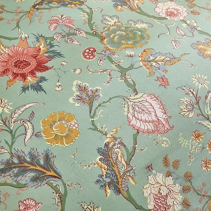 LifeTB Vintage Garden Floral Comforter Set Twin XL Chic Vibrant Green Floral Bedding Comforter Fluffy Soft Bohemian Flower Botanical Comforter with 2 Pillowcases Boho Farmhouse Bed Comforter Set