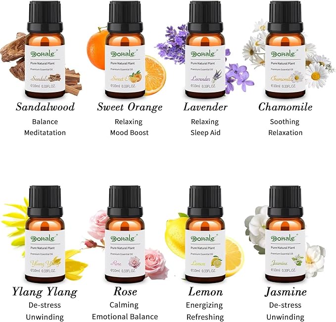Dohale Essential Oils Set Acacia Wood Gift Box - Top 16 Relax, Stress Relief, Sweet Dreams, Energize, Aromatherapy Oils for Diffuser Hotel Scent Home Fragrance Candle Making 10ml
