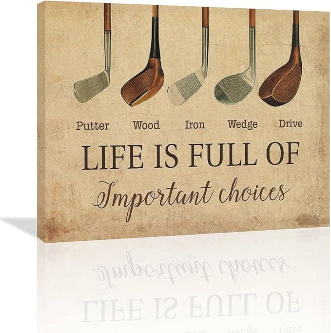 Golf Wall Art Golf Pictures Wall Decor Golfing Canvas Poster Prints Rustic Decorations Painting Framed Artwork Office Home Decor For Bathroom Bedroom Dining Living Room 24"x20"
