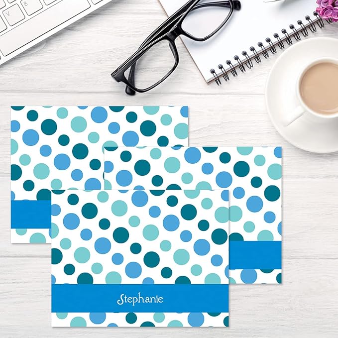 Current Zippy Dots Personalized Note Cards - 24 Cards with White Envelopes, 4¼ x 5½ Inch Size, Blank Stationery, Add Names or Text, For Thank You Notes, Invitations, & Announcements