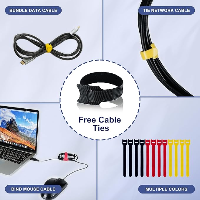 Cable Management Sleeve 10ft (120 inch) - 1.5 inch, Hook-and-Loop Cuttable Neoprene Cord Organizer, Split Wire Reversible Cord Protector for TV USB PC Ethernet Cable Hider Protect Pets Kids