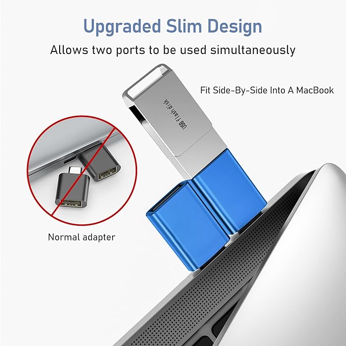 Basesailor USB C to USB Adapter 3Pack,USBC Male to USBA 3.0 Female OTG Adapter,Type C Thunderbolt 5 4 3 Converter for iPhone 17 16 15 Max,MacBook Pro Air,Mac,iPad,Microsoft Surface,Samsung Galaxy S25