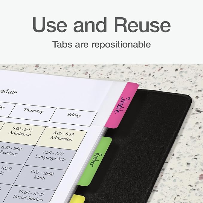 Redi-Tag Write On Tabs, Removable Index Tabs, Customizable Adhesive Labels, 4 Assorted Colors: Yellow, Green, Pink, Blue, 0.7" x 2", 48 Per Pack (B33248)