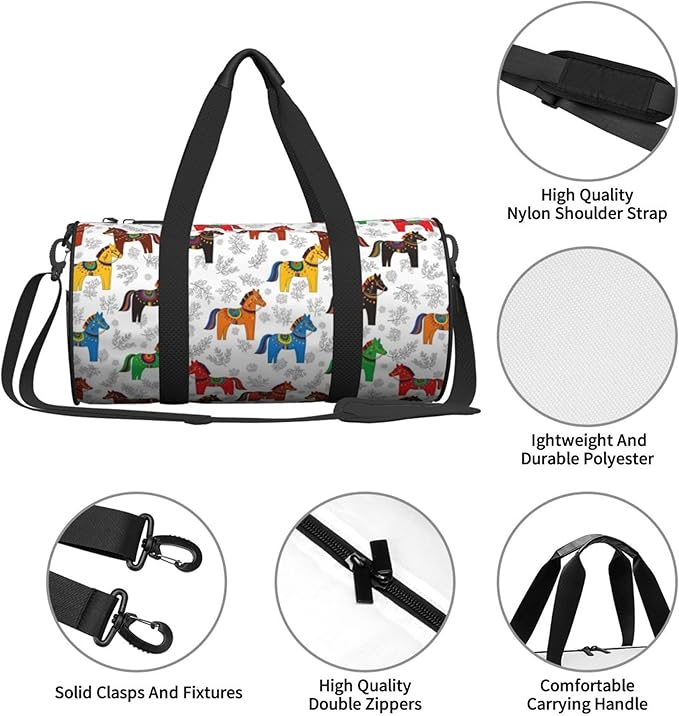 Gym Bag for Men Duffle Bag Travel Lightweight Weekender Bag Dala Horses for Travel Sports Gym