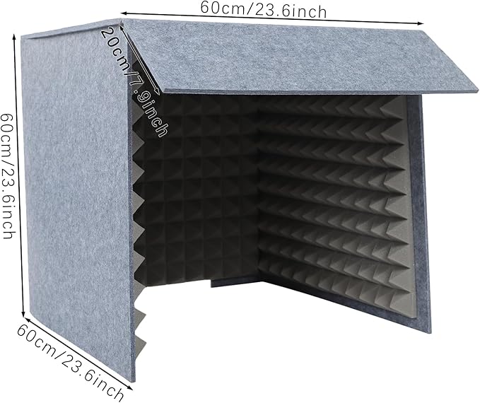 Bacocoo Portable Recording Studio,Foldable Desktop Soundproof Cover with Noise Reduction,Quick Assembly Lightweight Design for Home Broadcast,Voice Isolation,Streaming,Video Conference. (Gray)