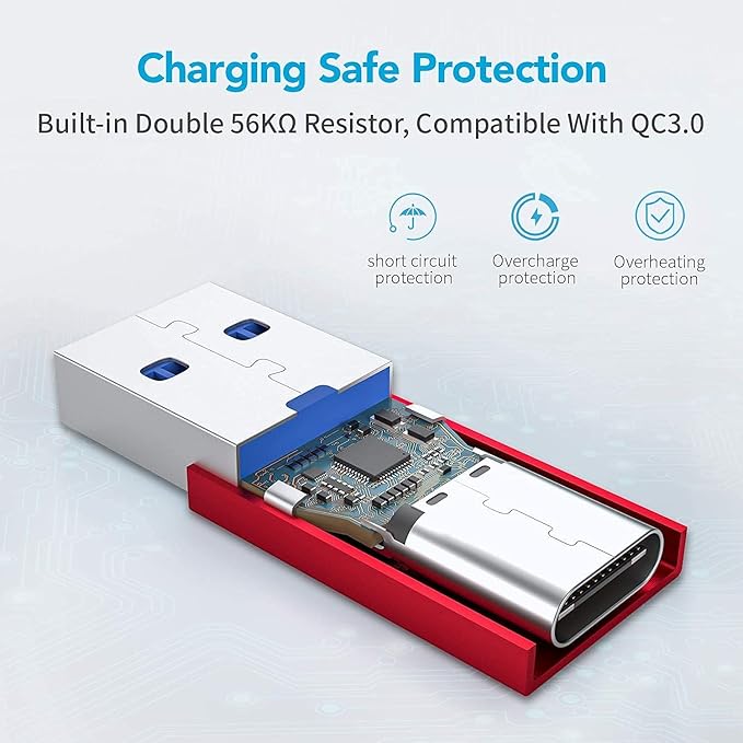XAOSUN [10Gbps] USB C Female to USB Male Adapter (2-Pack), 3.1 USB A to C Adapter, One-Sided SuperSpeed Data Sync & 100W Fast Charging for iPhone 17/16 Plus Pro Max, Laptop, Charger, Quest Link, etc.