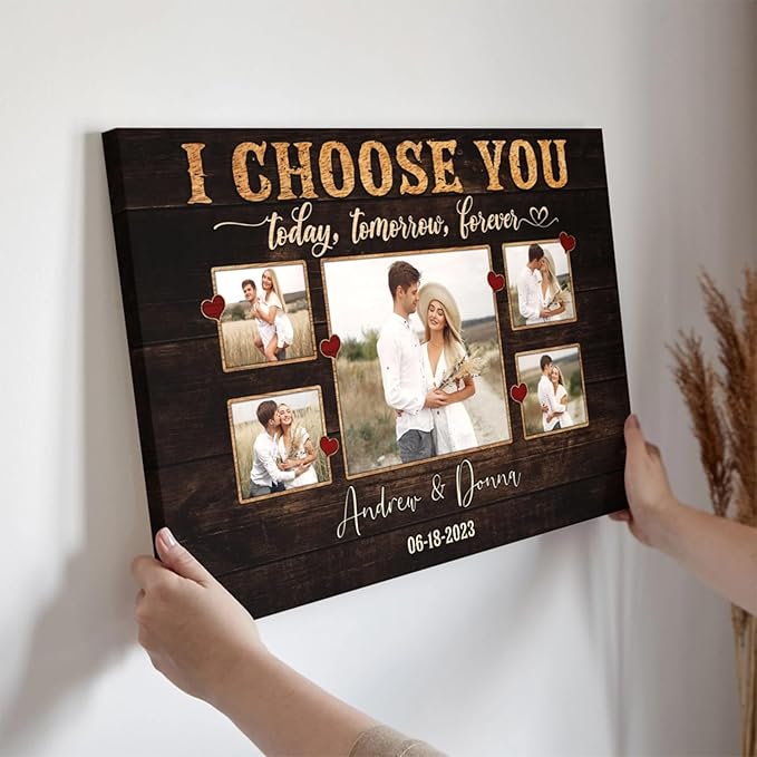 Dem Canvas Personalized Canvas Prints, Custom Photo And Name, I Choose You Forever, Wedding Gifts For Couple Anniversary Wedding Gift For Couples Canvas (18x12)