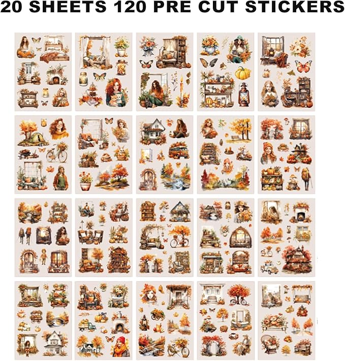 Auguro 4 Books for Seasons Stickers for Scrapbooking 480 Pre-Cut Pet Transparent Stickers for journaling Spring Summer Fall and Winter Sticker